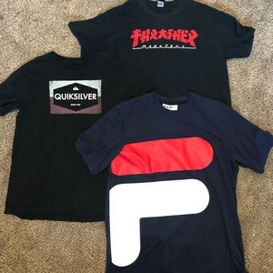 bundle of boys shirts (Fila, quick silver, thrasher)